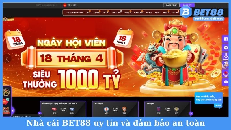 Nhà cái BET88 uy tín và đảm bảo an toàn